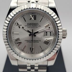 New 39mm Seiko Mod  Automatic Watch Silver Sunburst Dial